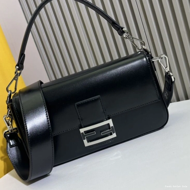 Affordable In Smooth Black Fendi Tiffany Medium Bag Baguette Leather 0804